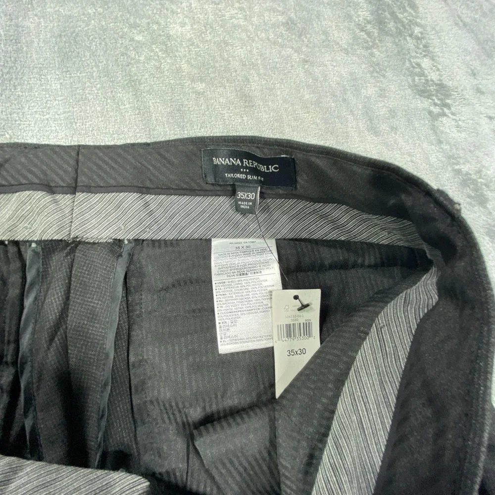 Banana Republic Dress Pants Mens 35x30 Gray Tailored Slim‎ Fit Career Office NWT